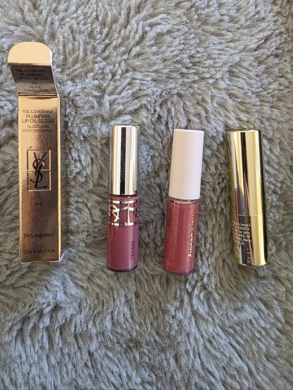 NEW SET OF 3 MINI LIPGLOSS YSL, RARE BEAUTY, TARTE